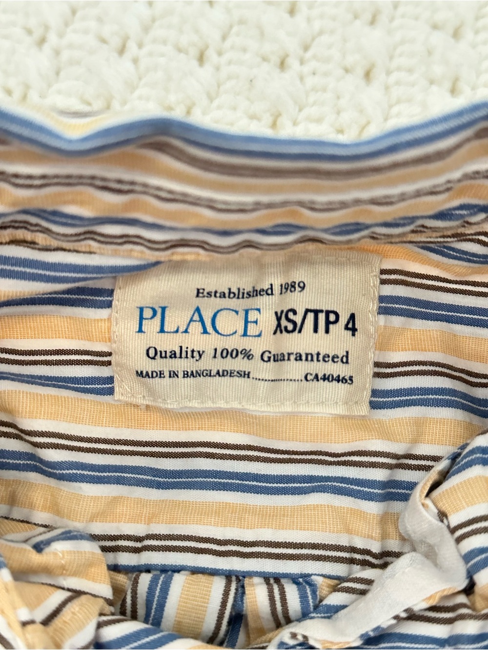Children’s Place 4T Toddler Kid’s Striped Button Shirt Pastel Soft Lightweight - Picture 3 of 5